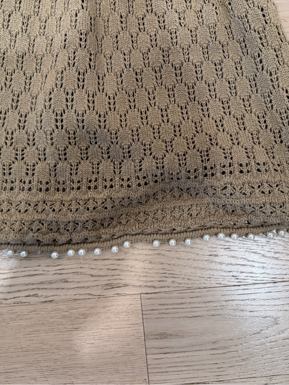 Crochet Mermaid Maxi Dress Cover Up Beige Tan Resort Vacation S - Picture 4 of 5